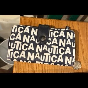 Nautica Blue and White Logo Wallet